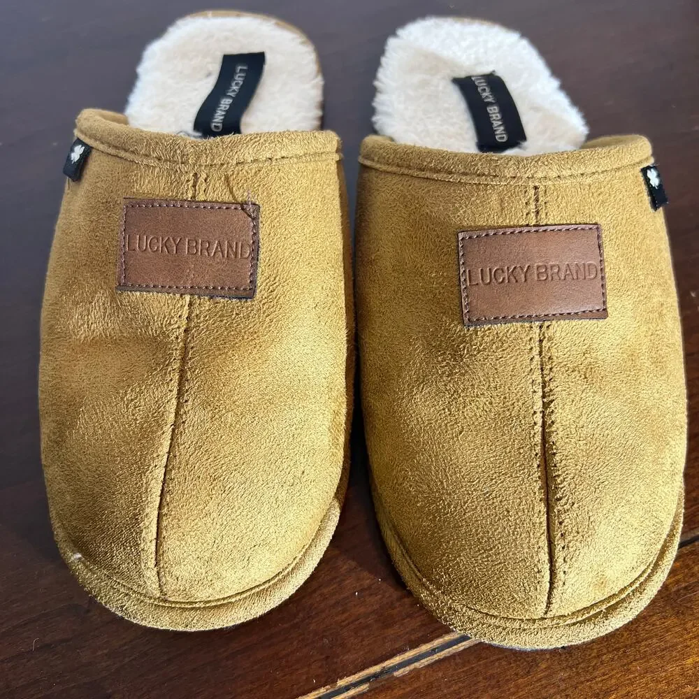 Lucky Brand Kids Tan Faux Fur Mule Slippers Size 2/3